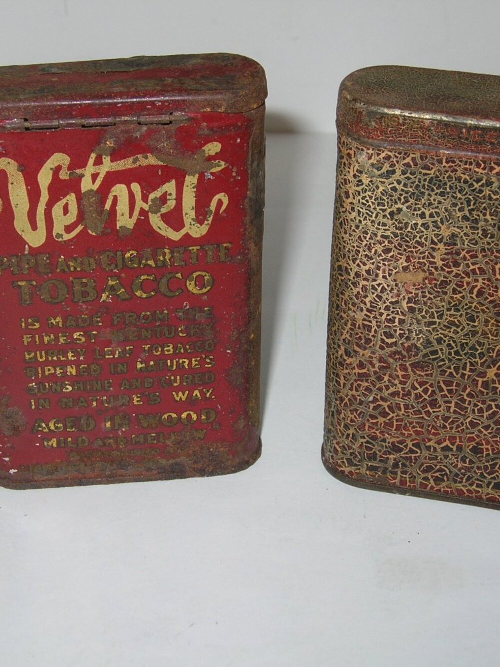 2 Antique SMOKING TOBACCO TINS -  Velvet "OLD"